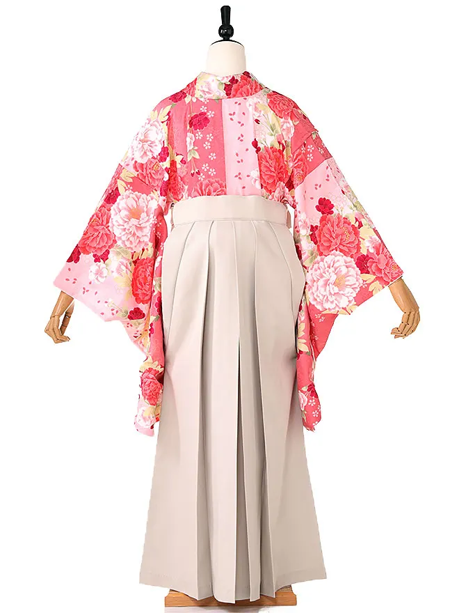 小学生卒業式かんたん袴(女の子) ピンク 牡丹桜 068