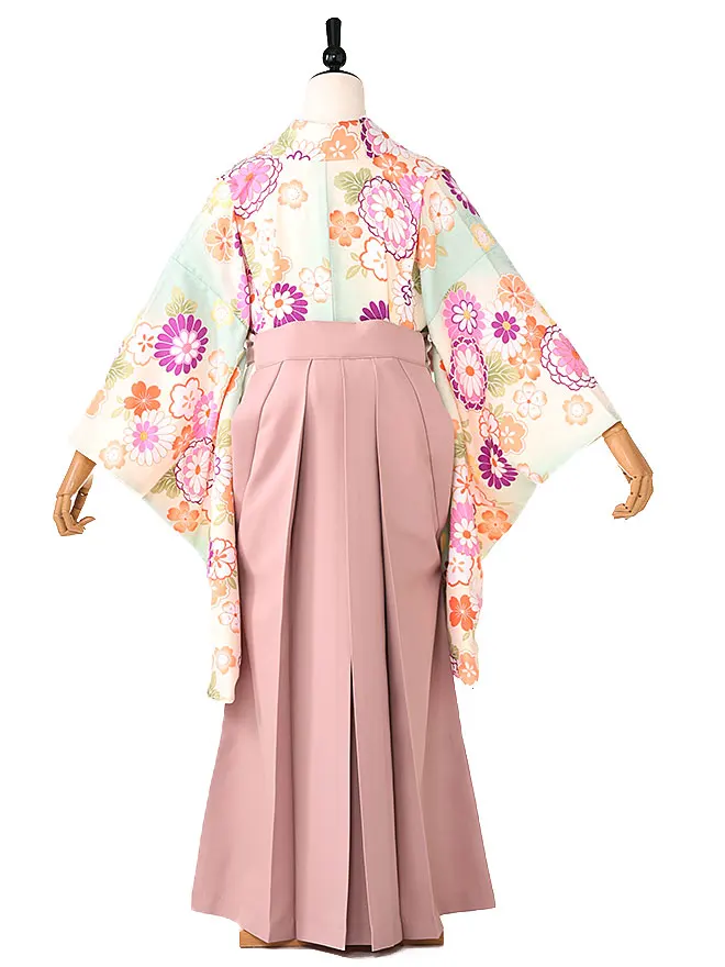 小学生卒業式かんたん袴(女の子) ﾐﾝﾄｸﾞﾘｰﾝ 菊桜 069