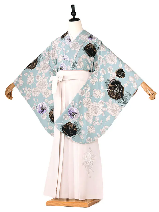 小学生卒業式かんたん袴(女の子) 紅一点 水色  070