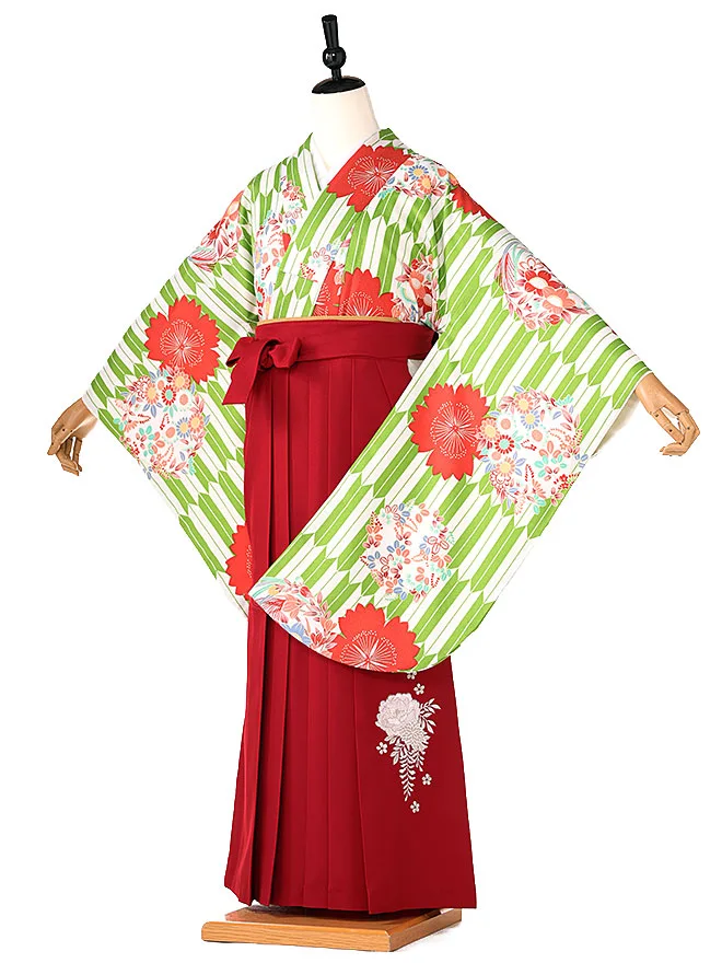 小学生卒業かんたん女袴 hiromichinakano 緑 矢羽   072