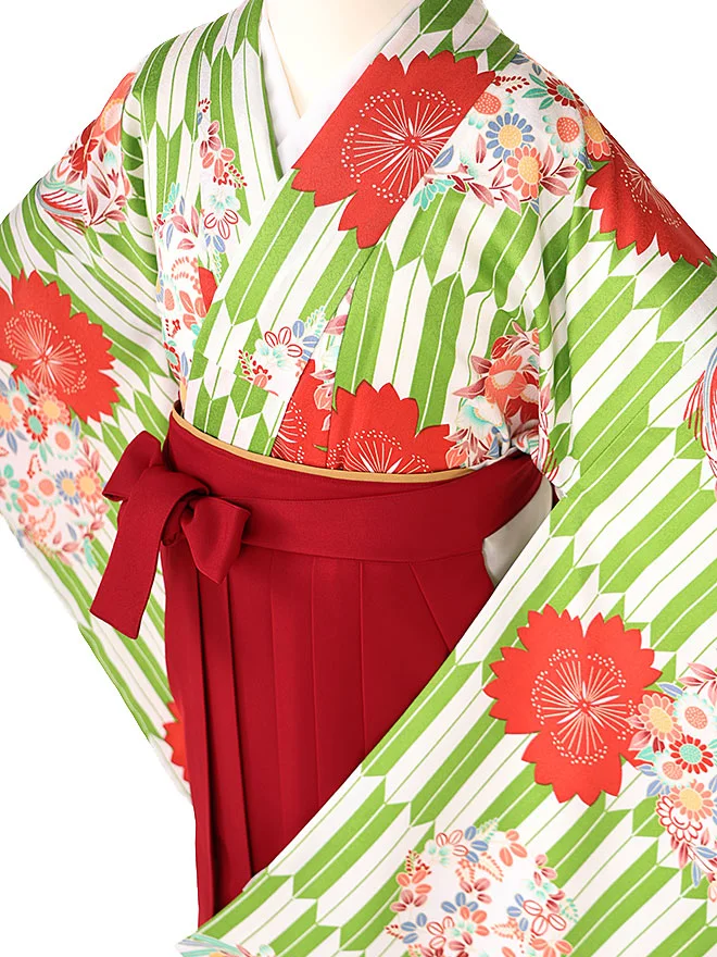 小学生卒業かんたん女袴 hiromichinakano 緑 矢羽   072