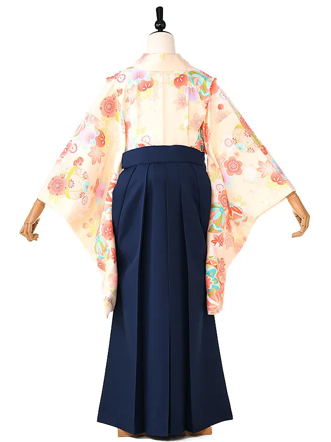 小学生卒業式かんたん袴(女の子)クリーム色 鞠桜  075
