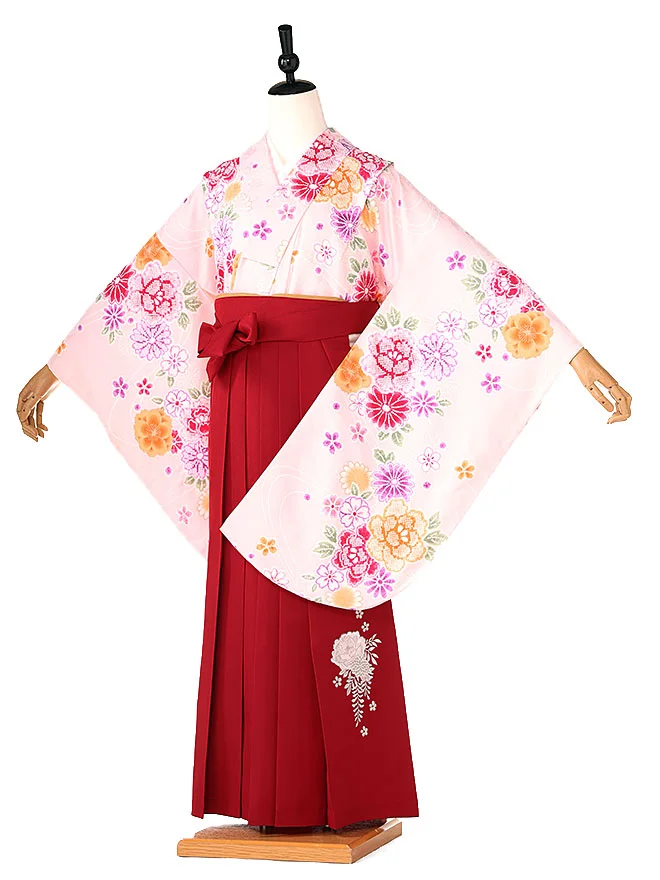 小学生卒業式かんたん袴(女の子)薄ピンク 疋田桜  077