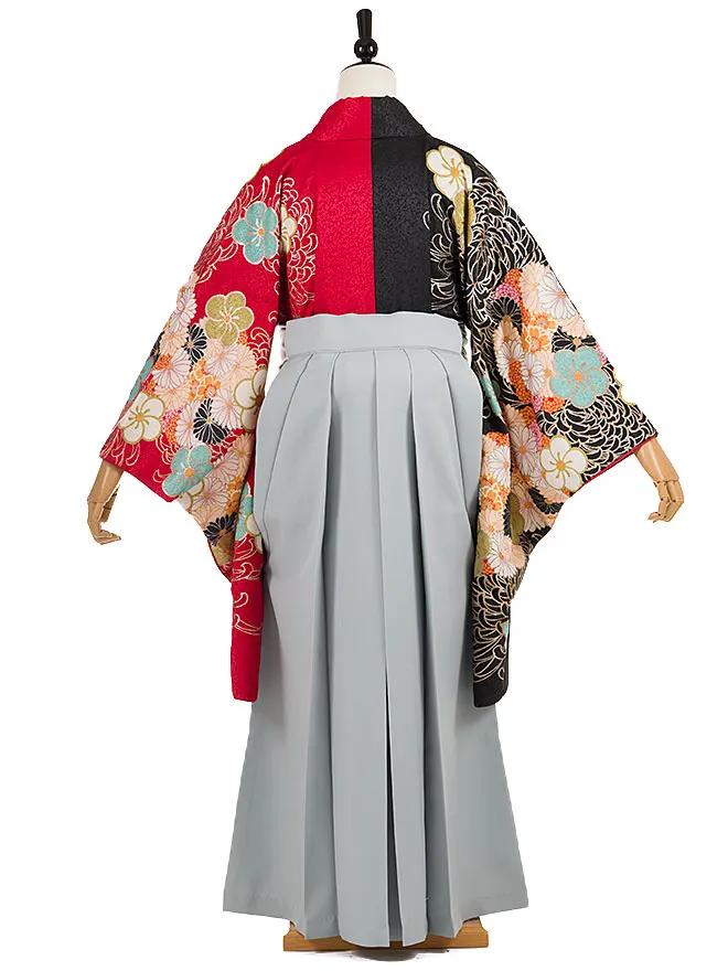 小学生卒業簡単はかま女袴 菜々緒 赤×黒 乱菊 087