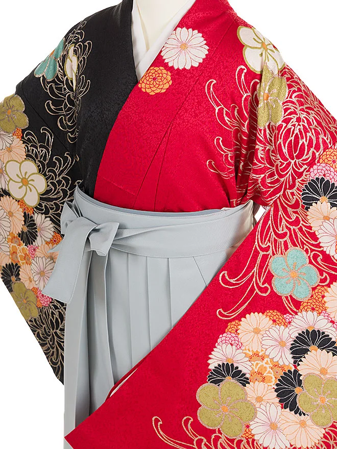 小学生卒業簡単はかま女袴 菜々緒 赤×黒 乱菊 087
