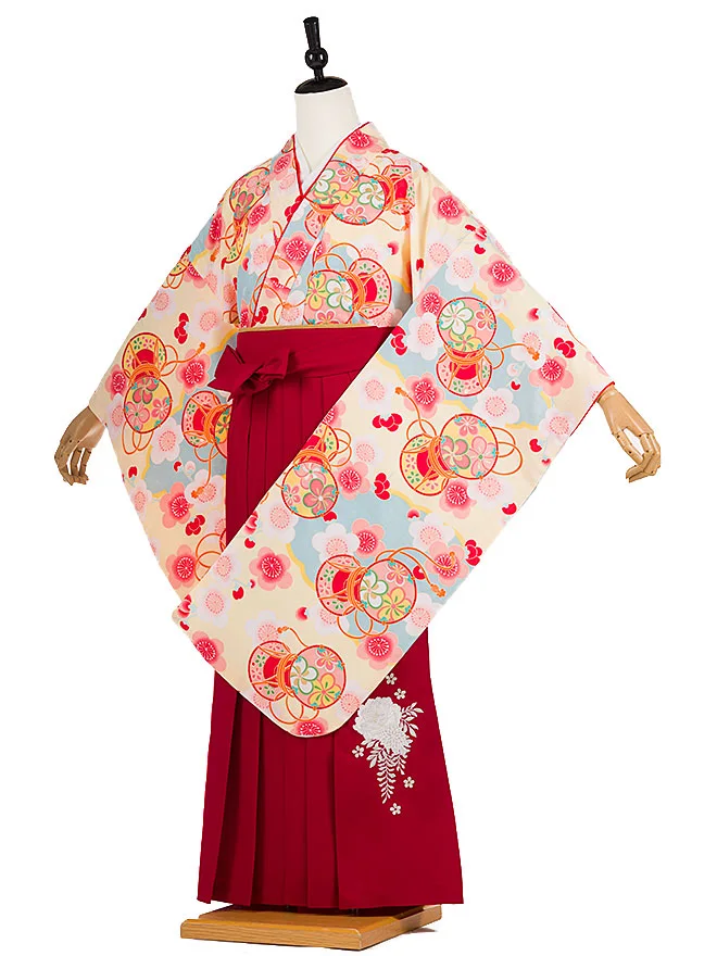 小学生卒業式かんたん袴(女の子)黄色 桜小槌 090