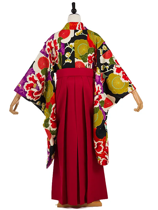 小学生 かんたん 卒業女袴 九重 黒 椿  093