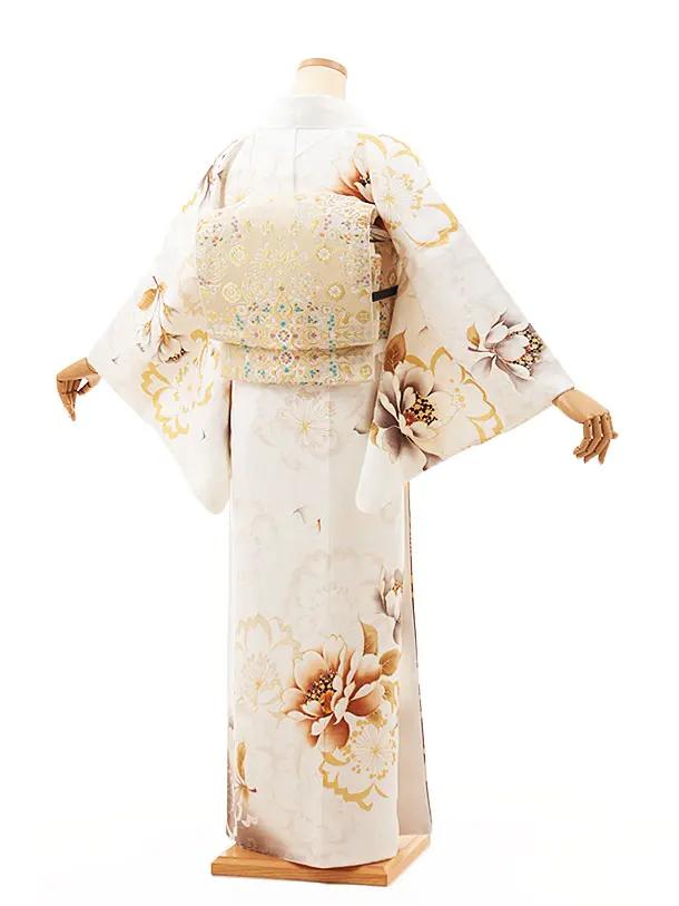 訪問着/1014/白大花柄