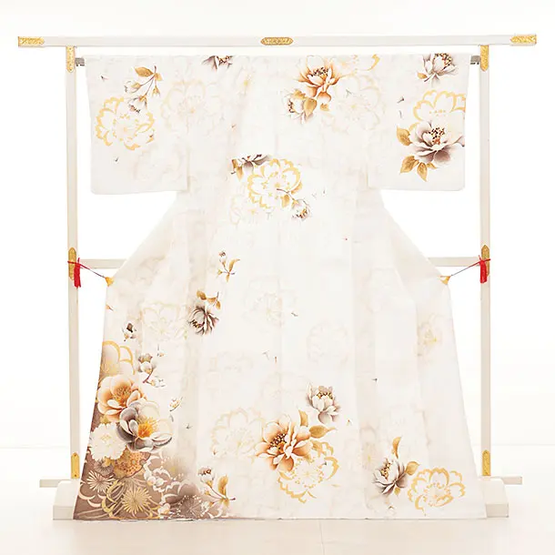 訪問着/1014/白大花柄