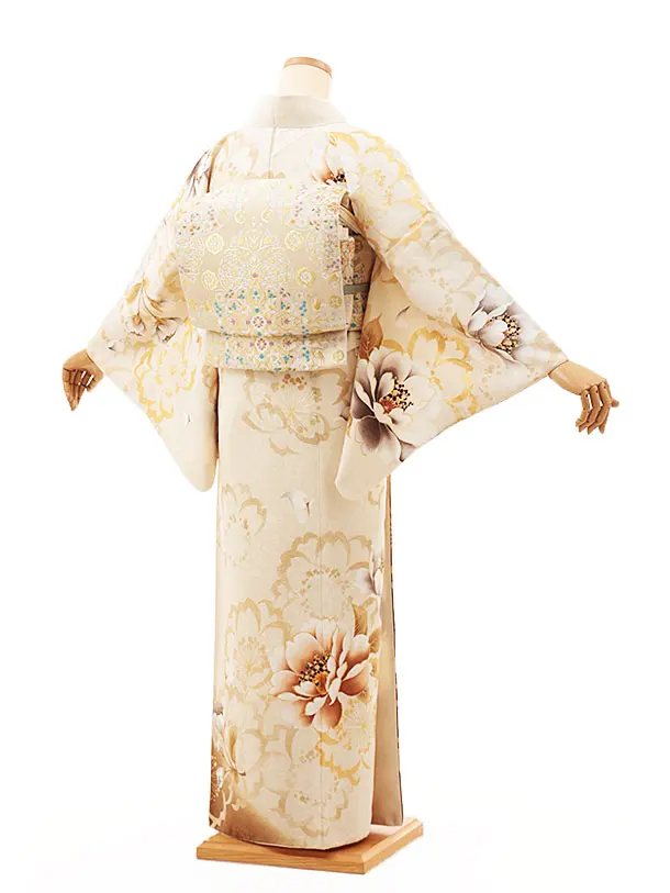 訪問着/1015/ベージュ/大花柄