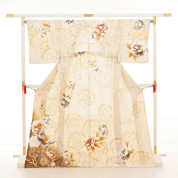 訪問着/1015/ベージュ/大花柄