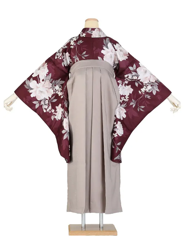 卒業袴 二尺袖/S064/ボルドー 牡丹