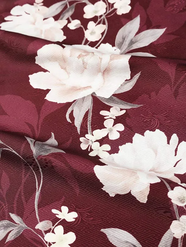 卒業袴 二尺袖/S064/ボルドー 牡丹