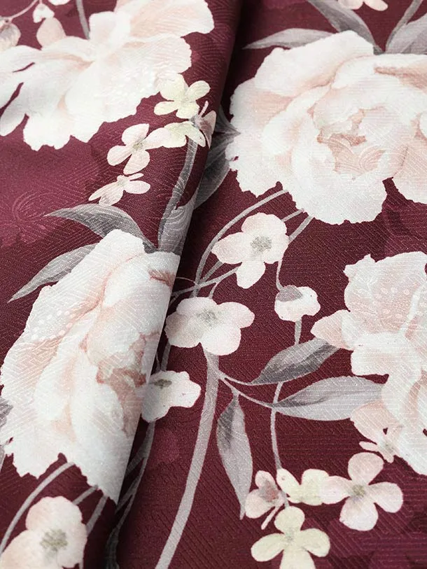 卒業袴 二尺袖/S064/ボルドー 牡丹