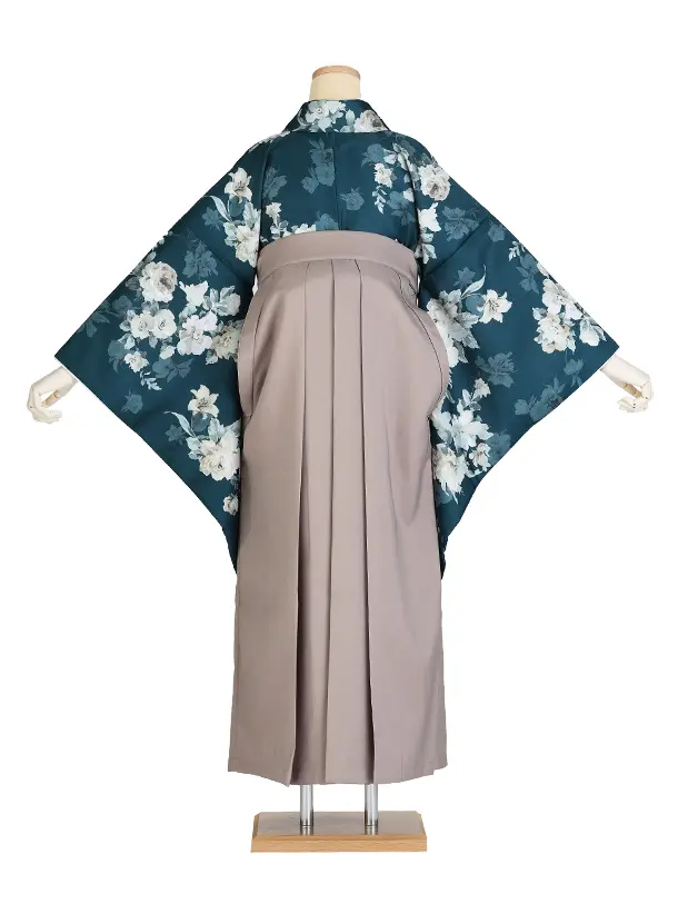 卒業袴 二尺袖/S065/青緑 牡丹