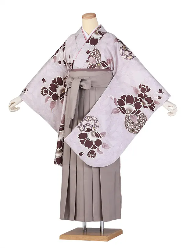 卒業袴 二尺袖/S066/ピンク紫/桜と鞠