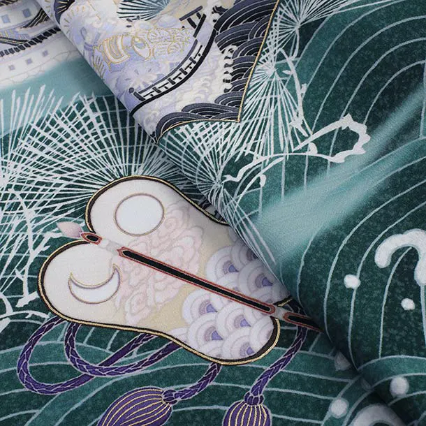 華徒然/男児産着/T082/緑/鷹・兜