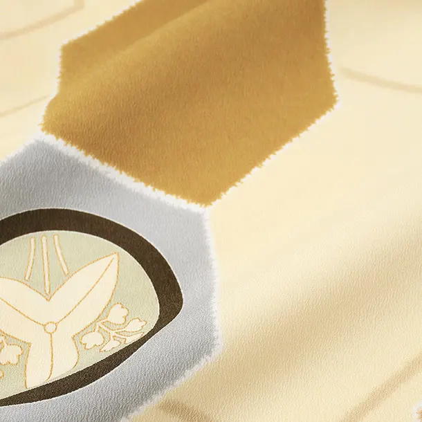 男児産着/T093/ベージュ/亀甲 水色 茶