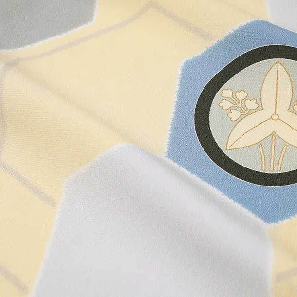 男児産着/T094/ベージュ/亀甲 茶 水色