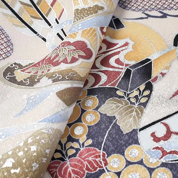 【正絹】男児産着/T103/黒 鷹・兜