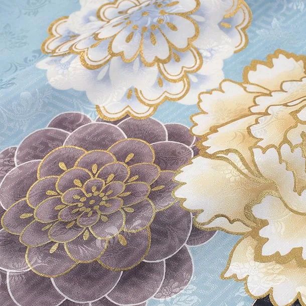 男児産着/T107/水色 大花