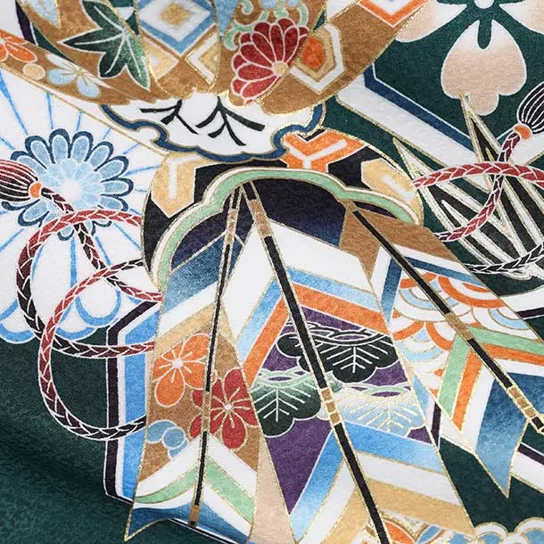 男児産着/T113/濃緑・鷹・兜