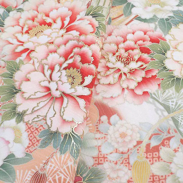 華徒然/女児産着/U089/白/牡丹・花