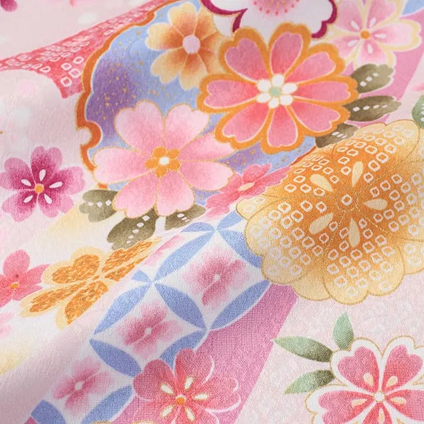 女児産着/U104/ピンク・熨斗目