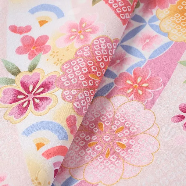 女児産着/U104/ピンク・熨斗目