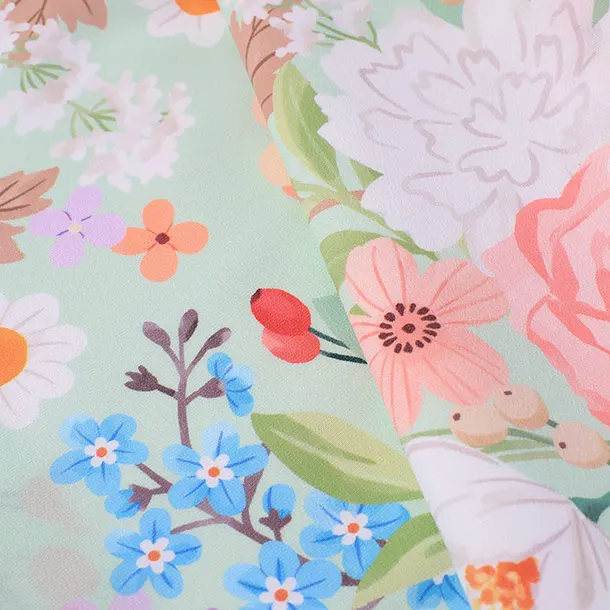 女児産着/U112/緑 色々な花