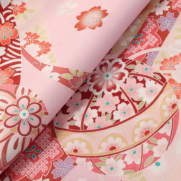 女児産着/U123/ピンク 鞠と熨斗に桜