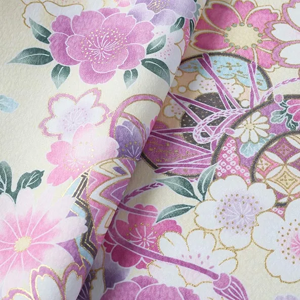 女児産着/U127/白×薄黄 鞠と鼓