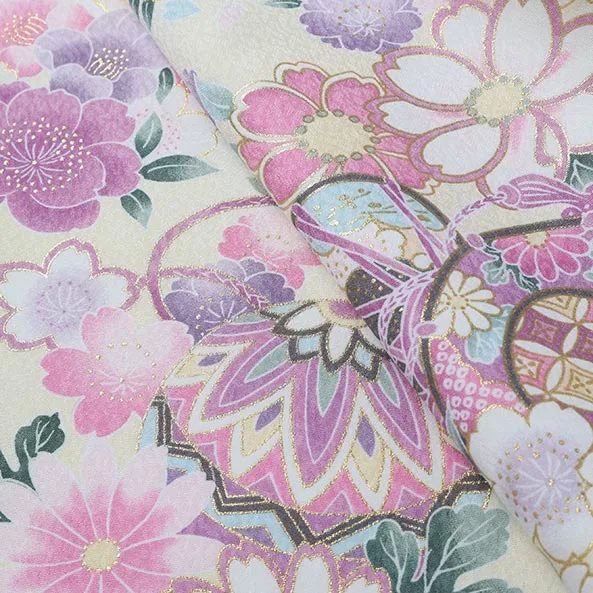 女児産着/U127/白×薄黄 鞠と鼓