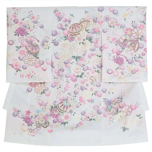 女児産着/U131/白 鞠と鼓