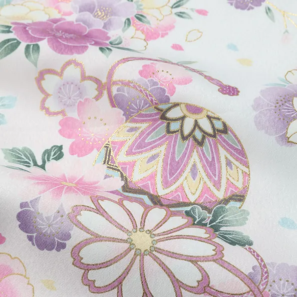 女児産着/U131/白 鞠と鼓