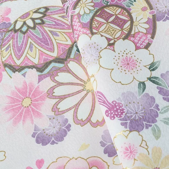 女児産着/U131/白 鞠と鼓