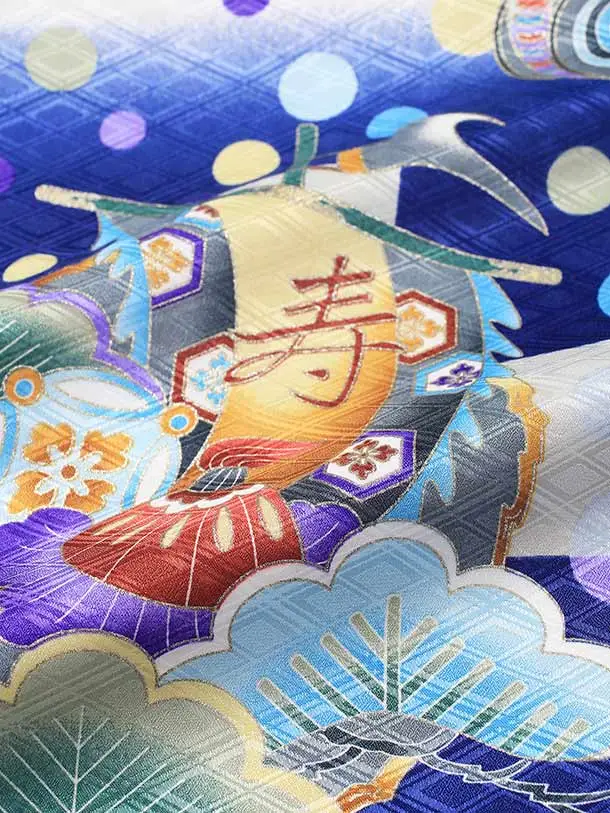 七五三（4歳5歳男児袴）AB01/青・白 兜と龍にシャボン玉