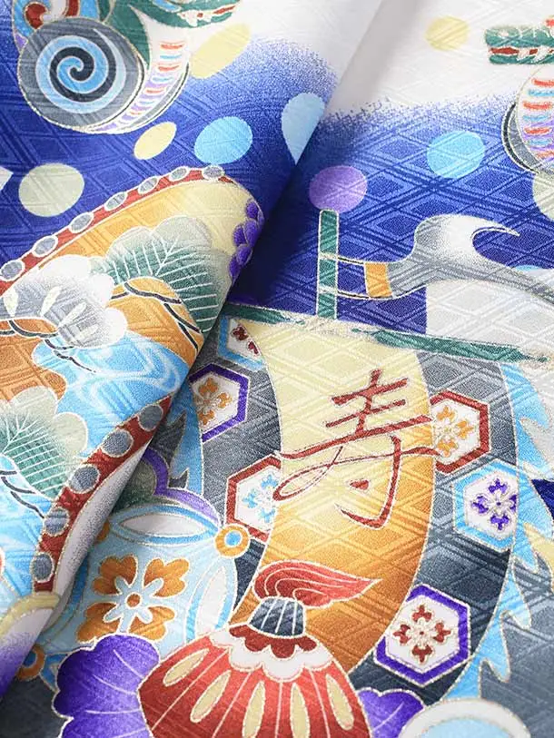 七五三（4歳5歳男児袴）AB01/青・白 兜と龍にシャボン玉