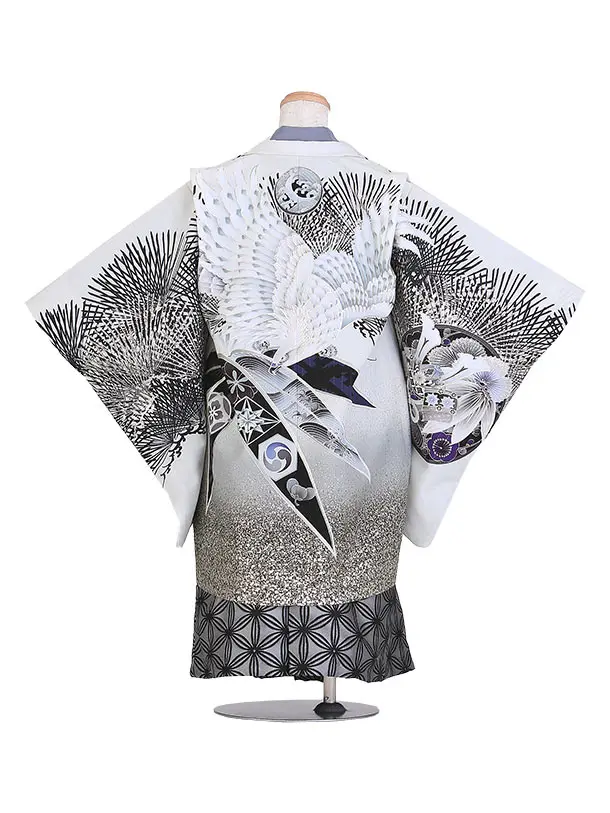 ジャパンスタイル/七五三（5歳男児袴）B171/白 鷹・松