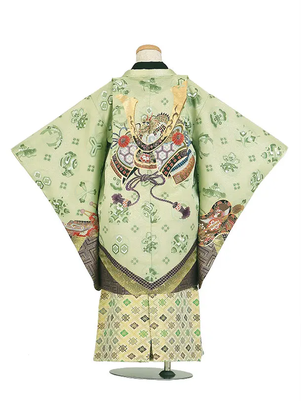 七五三（5歳6歳男児袴)B178/薄緑 兜