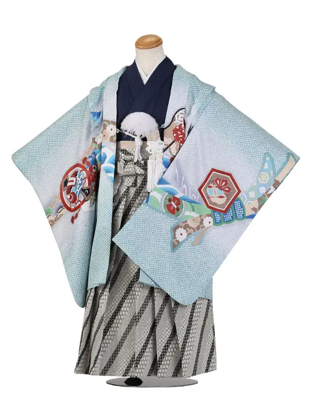 七五三（5歳男児袴）B191/薄緑 鷹