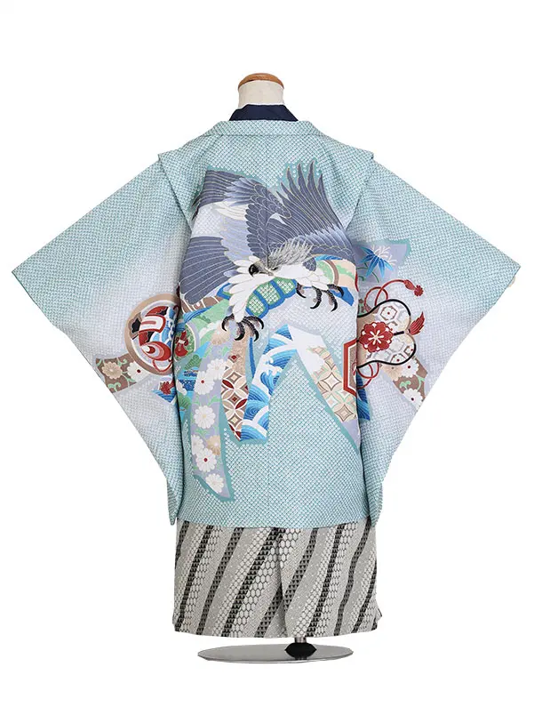 七五三（5歳男児袴）B191/薄緑 鷹