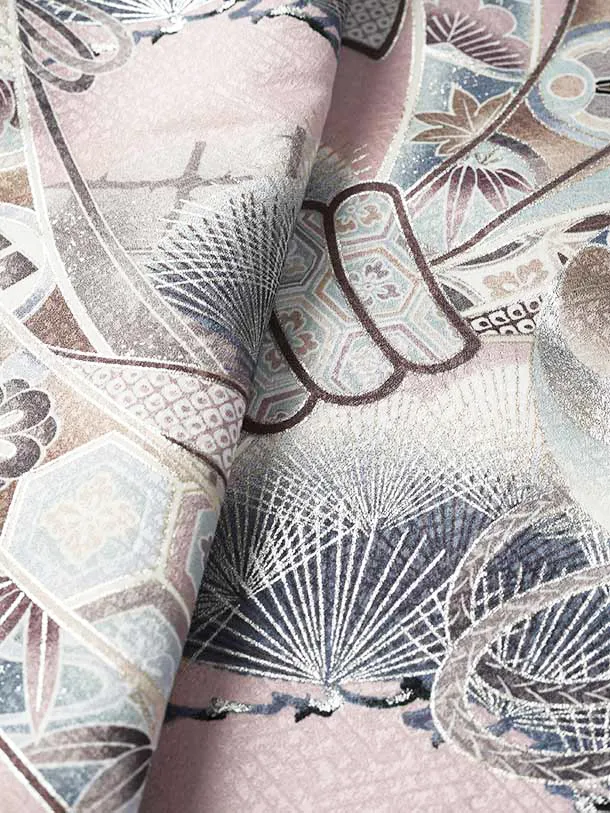 七五三（5歳男児袴）B193/薄ピンク紫 鷹と熨斗