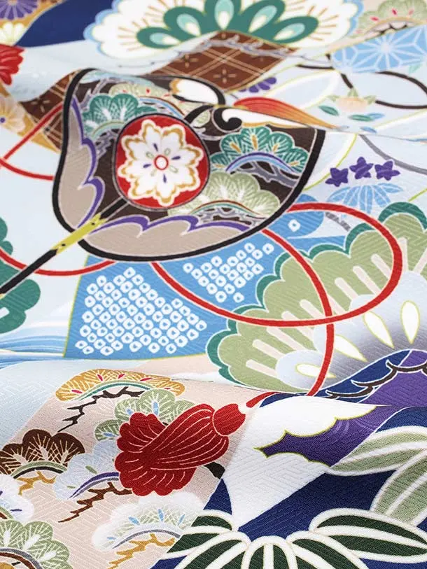 七五三(3歳男児被布)H040/紺･ベージュ/兜･扇