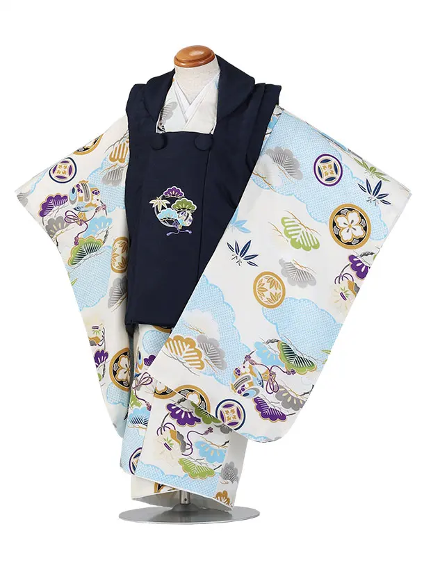 七五三（3歳男児被布）H112/雲と松・小槌