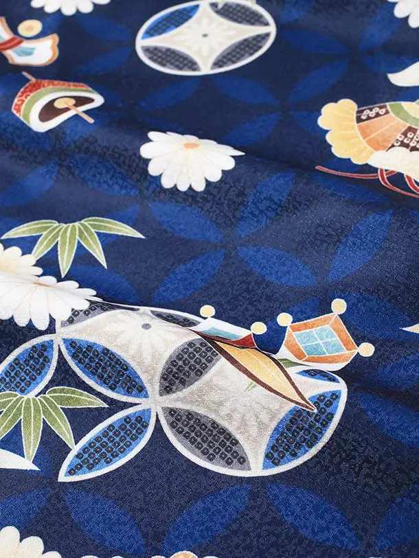 七五三（3歳男児被布)H120/青 七宝柄