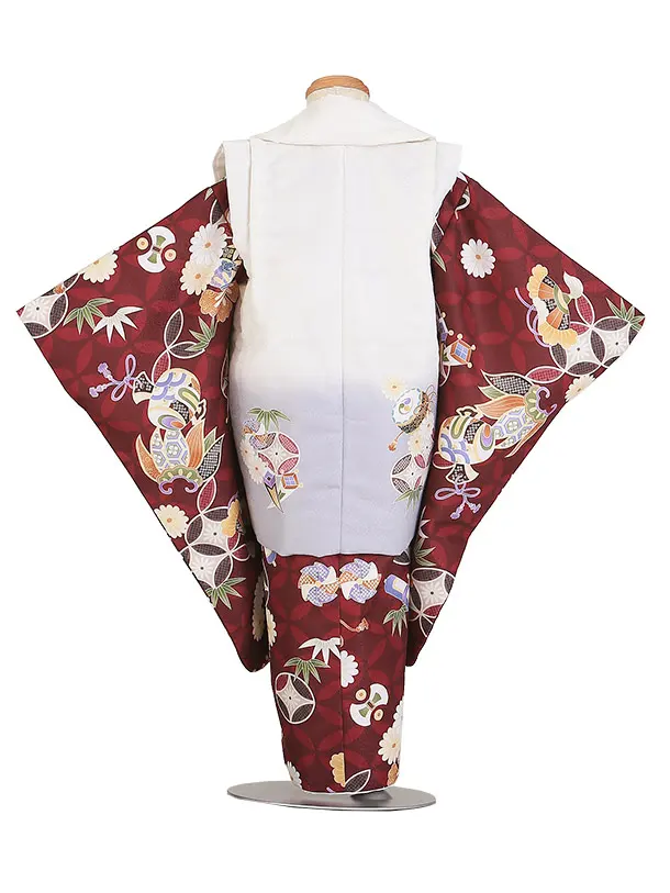 七五三（3歳男児被布)H121/赤 七宝柄