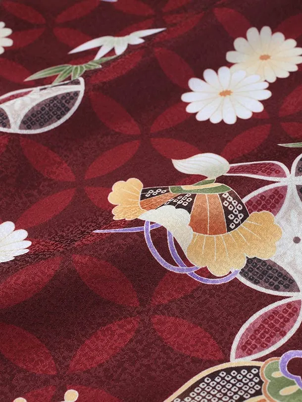 七五三（3歳男児被布)H121/赤 七宝柄