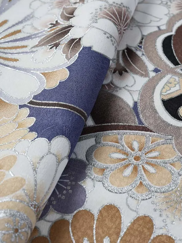 七五三（3歳男児被布）H134/白被布×青・橘桜