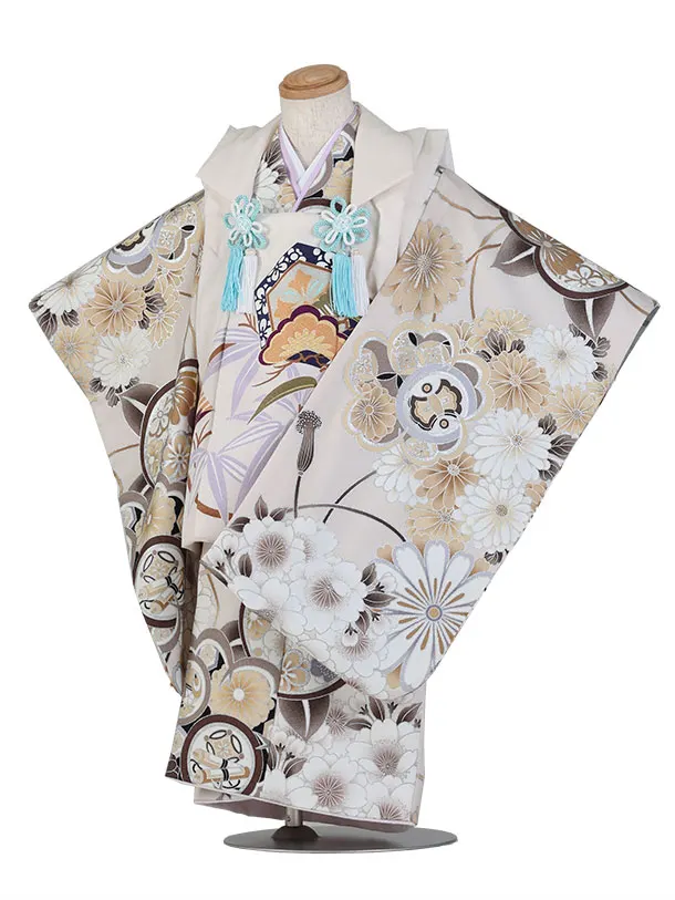 七五三（3歳男児被布）H135/ベージュ被布×ベージュ・橘桜